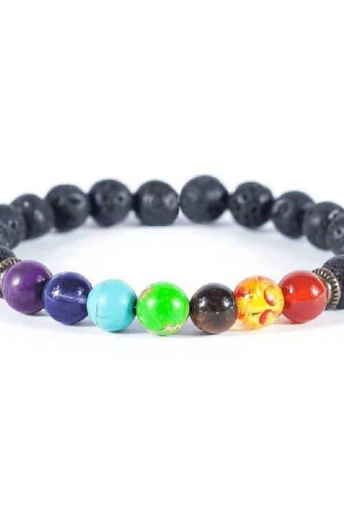 Lava Stone Bracelet with 7 Chakra